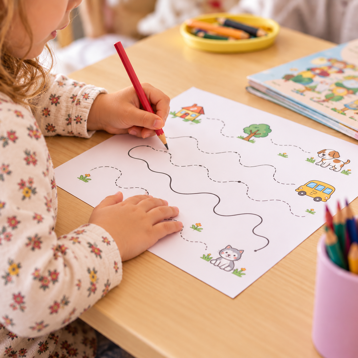 Dziecko podczas indywidualnych zajęć edukacyjnych